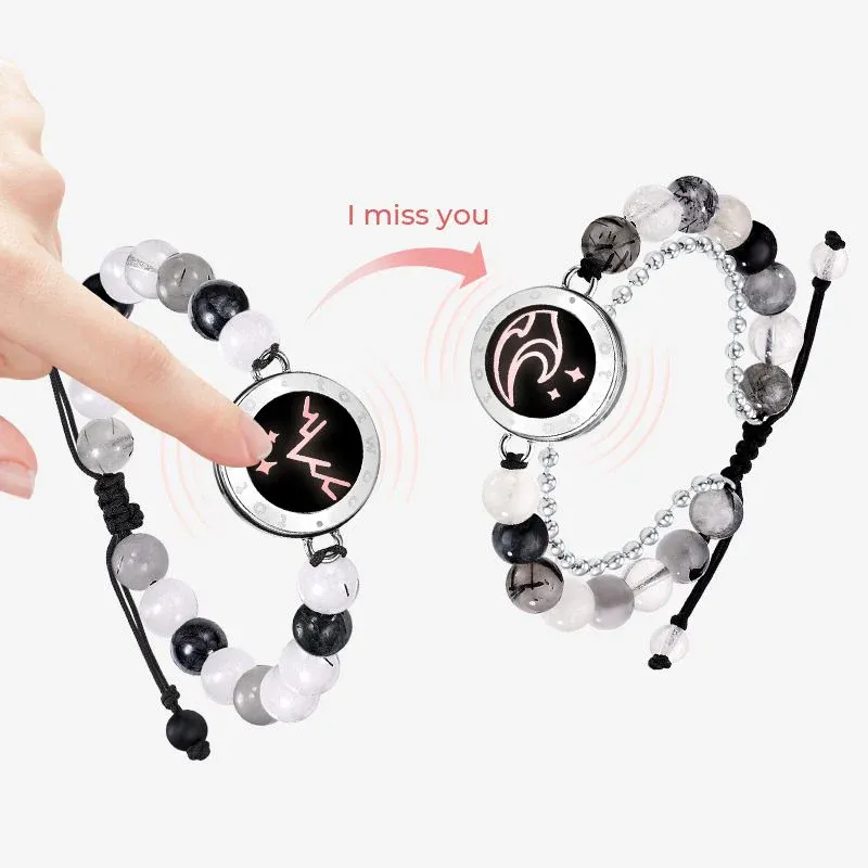 ❤️Mountain & Sea Touch Bracelets with Beaded Black Rutilated Quartz👫🎁