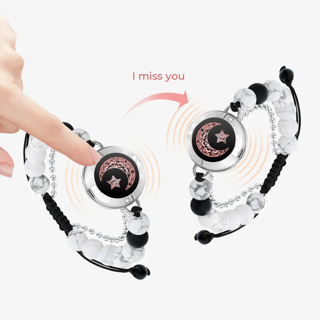 ❤️Moon&Star Touch Bracelets with Matching Beads 👫🎁