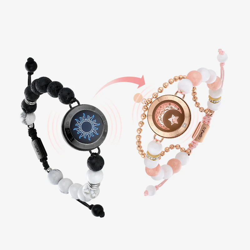 ❤️Sun & Moon Touch Bracelets with Phantasmal Beads 【Black+Rose Gold】👫🎁
