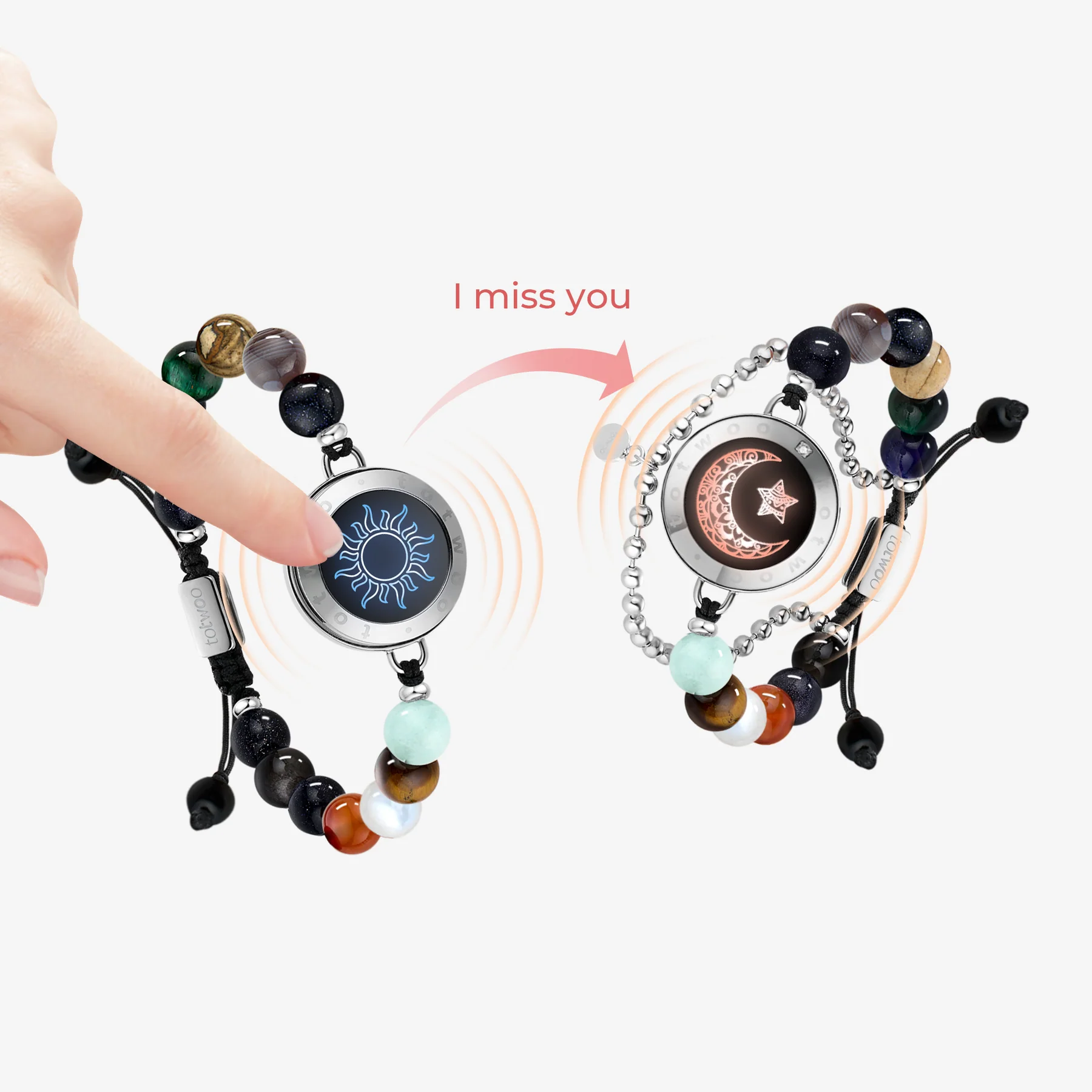 ❤️Sun&Moon Touch Bracelets with Solar System Guardian Beads 👫🎁
