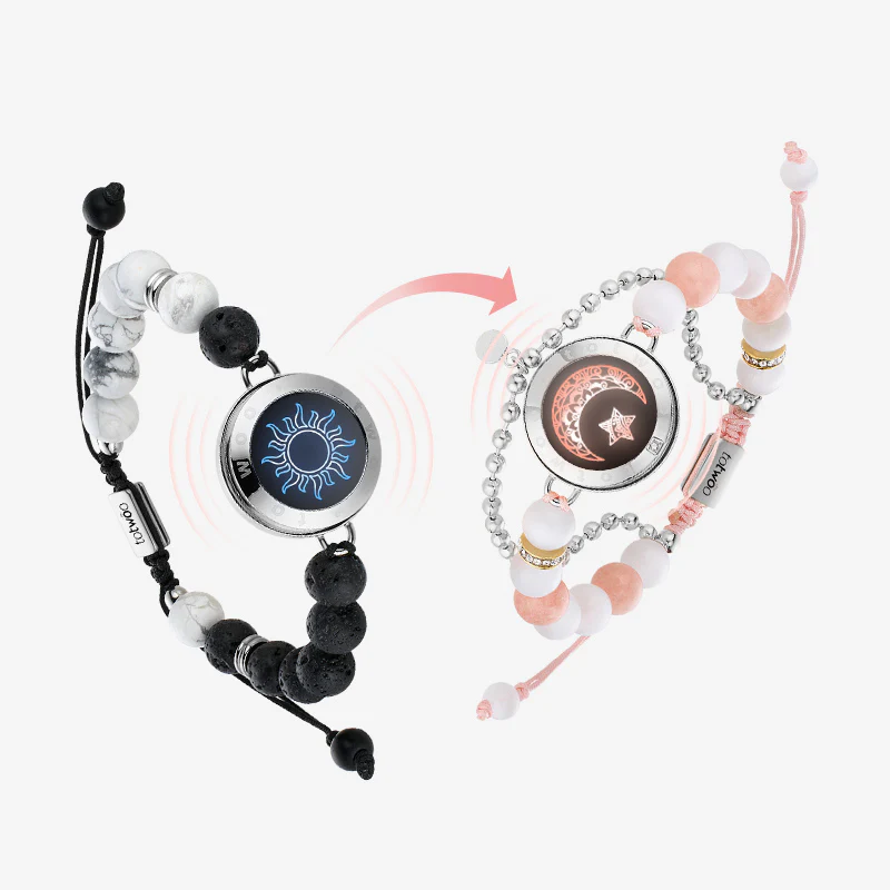 ❤️Sun & Moon Touch Bracelets with Phantasmal Beads 【Silver+Silver】👫🎁
