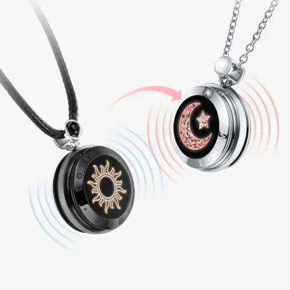 ❤️Sun&Moon Touch Necklaces with Natural Agate Set for Two – The perfect Valentine's Day gift 👫🎁