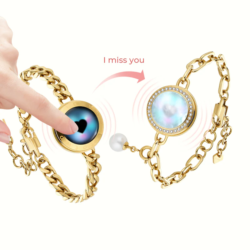 ❤️Soulmate 2.0 Touch Bracelets【Gold Cuban Chain+Gold Figaro Chain】👫🎁