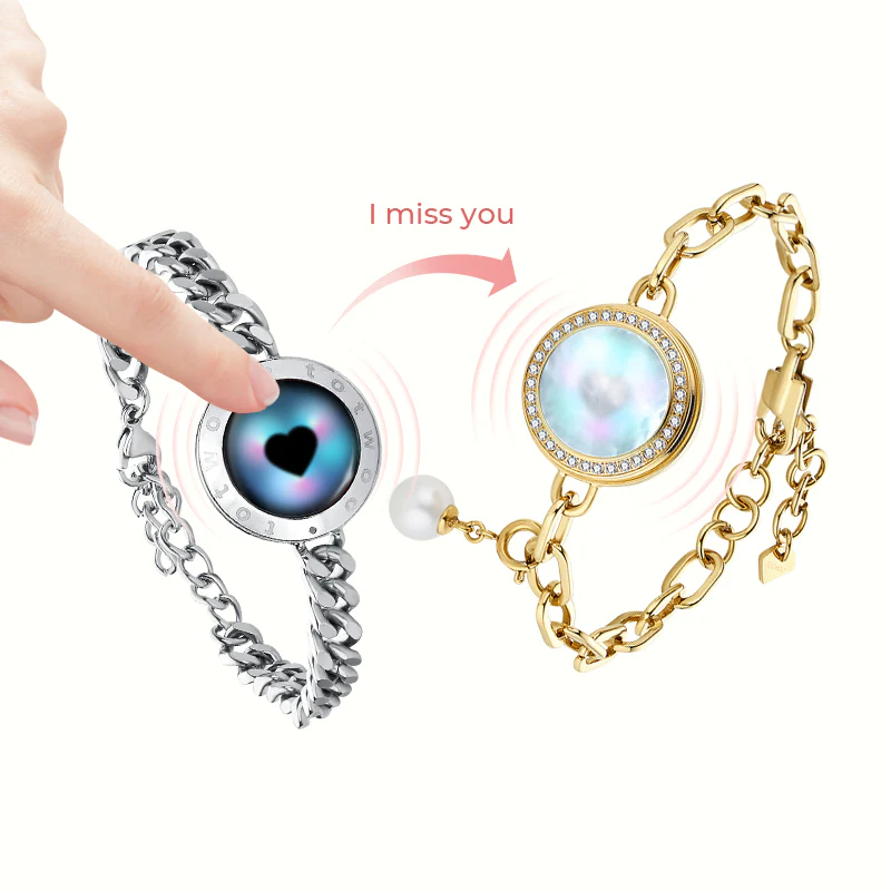 ❤️Soulmate 2.0 Touch Bracelets Set【Silver Cuban Chain+Gold Figaro Chain】👫🎁