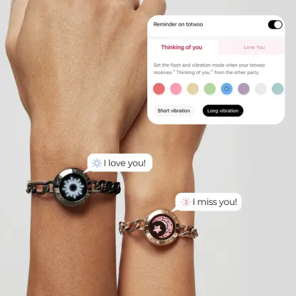 ❤️Sun & Moon Touch Bracelets with Figaro Chain【Black+Gold】👫🎁