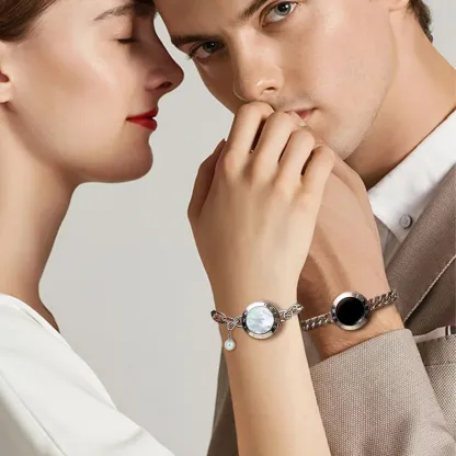 ❤️Soulmate 2.0 Touch Bracelets【Silver Cuban Chain+Silver Figaro Chain】👫🎁