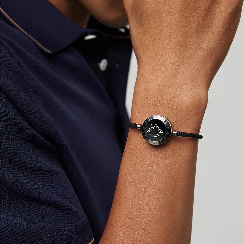 ❤️Mountain & Sea Touch Bracelets with Milan Rope 【Black+Rose Gold】 👫🎁