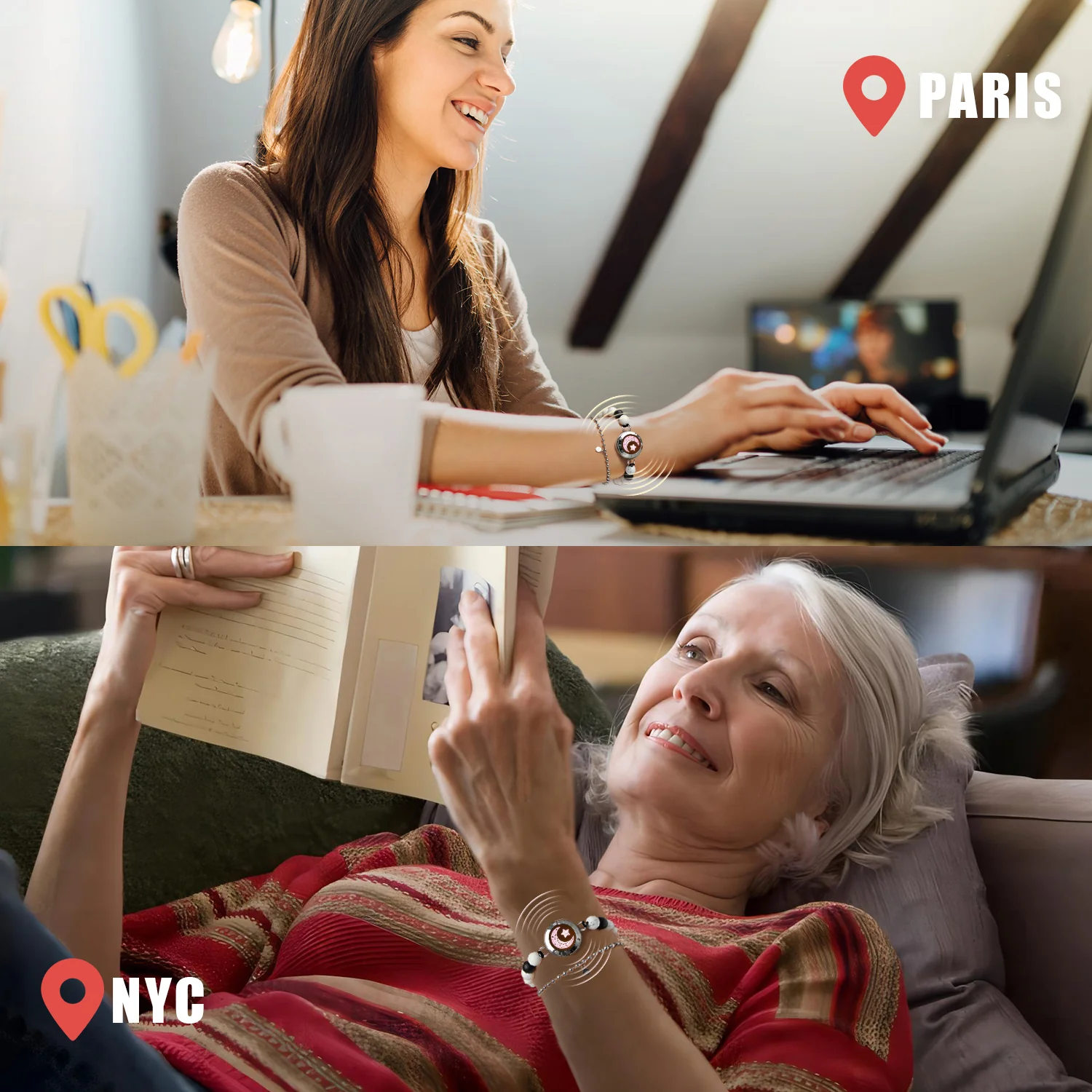 ❤️Moon&Star Touch Bracelets with Matching Beads 👫🎁