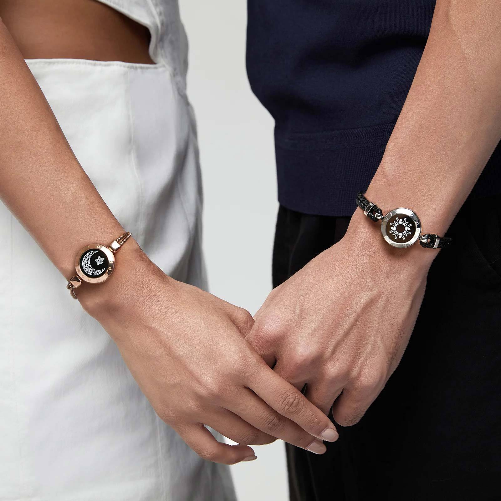 ❤️Sun & Moon Touch Bracelets 【Snake Chain + Braided Cord】 👫🎁