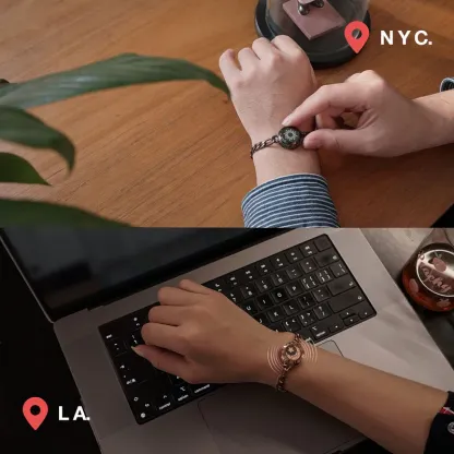 ❤️Sun & Moon Touch Bracelets with Figaro Chain【Black+Gold】👫🎁