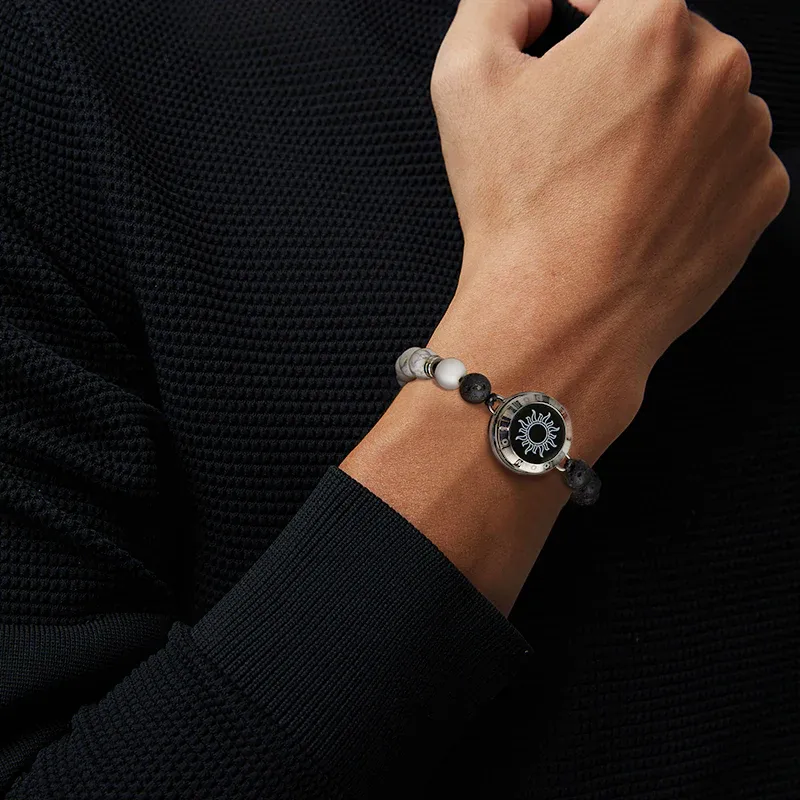 ❤️Sun & Moon Touch Bracelets with Phantasmal Beads 【Silver+Silver】👫🎁