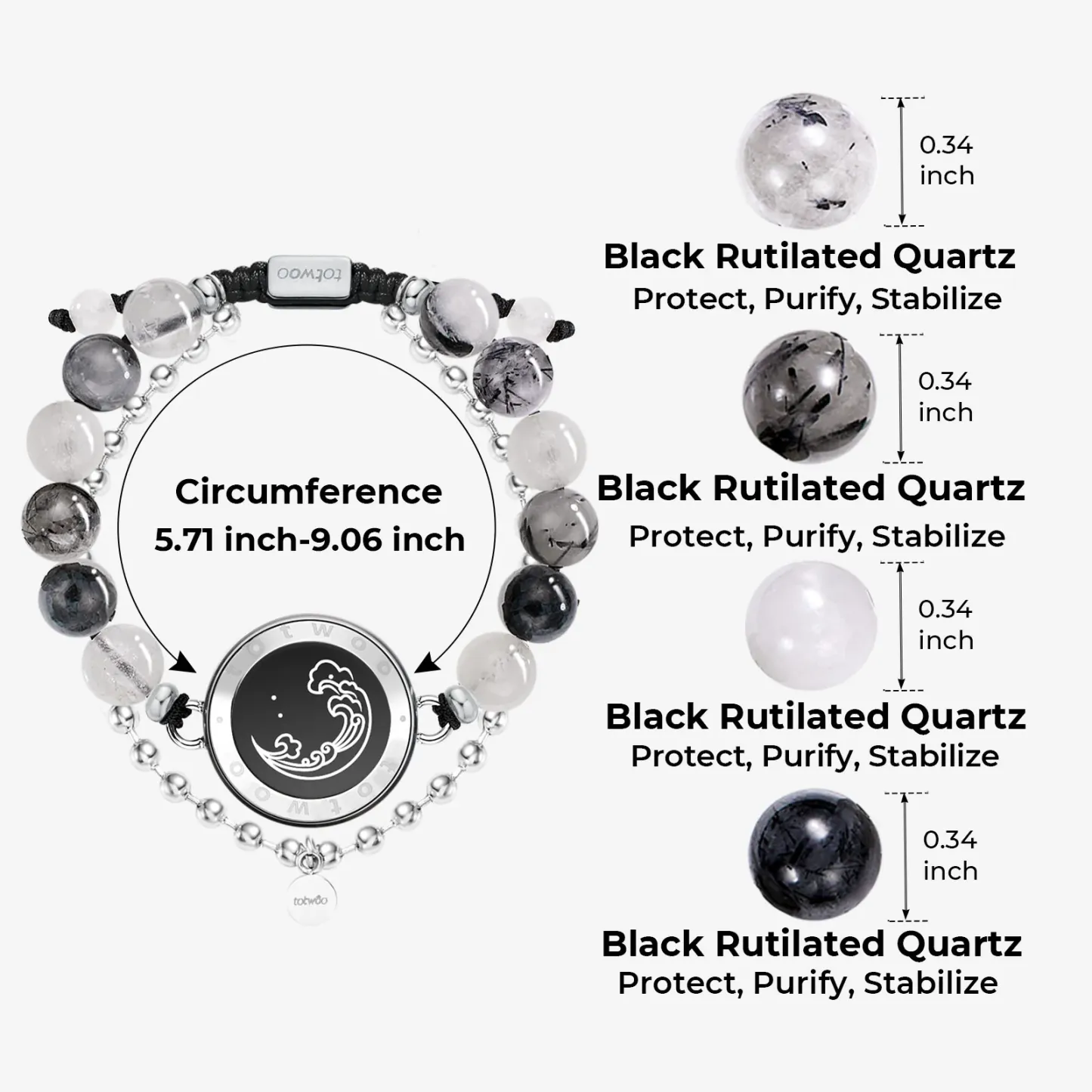 ❤️Mountain & Sea Touch Bracelets with Beaded Black Rutilated Quartz👫🎁