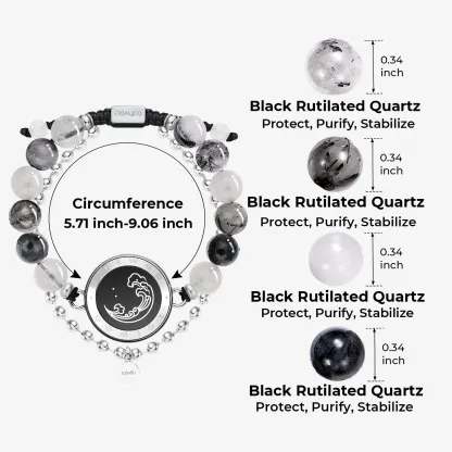 ❤️Mountain & Sea Touch Bracelets with Beaded Black Rutilated Quartz👫🎁