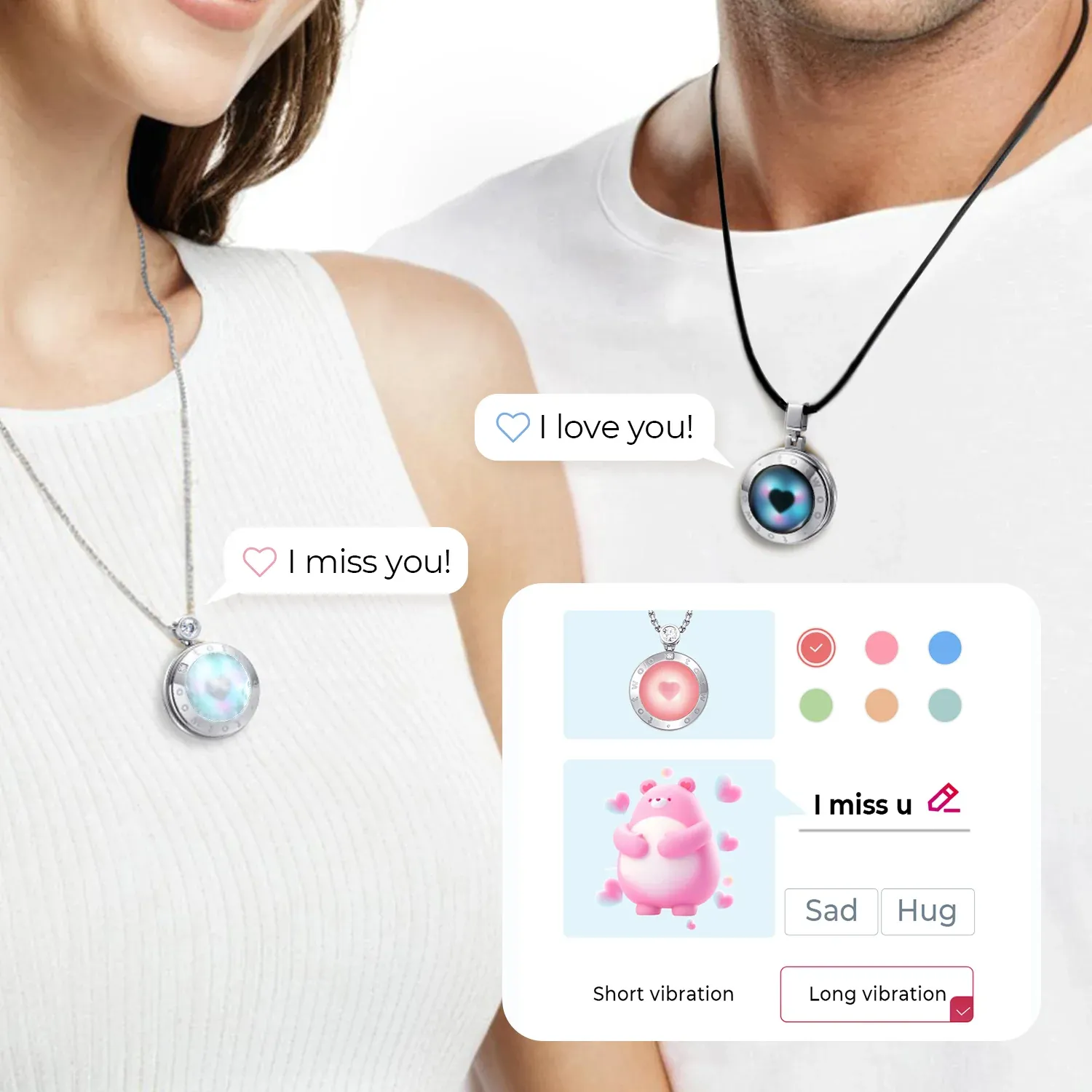 ❤️Touch Necklaces Set for Long Distance【Black+White】👫🎁