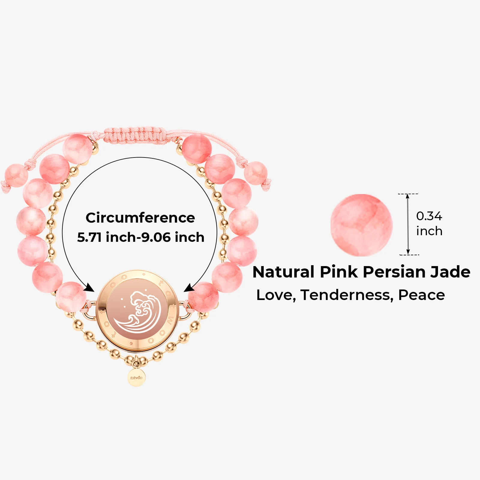 ❤️Mountain & Sea Touch Bracelets with Beaded Black Agate and Pink Persian Jade 👫🎁