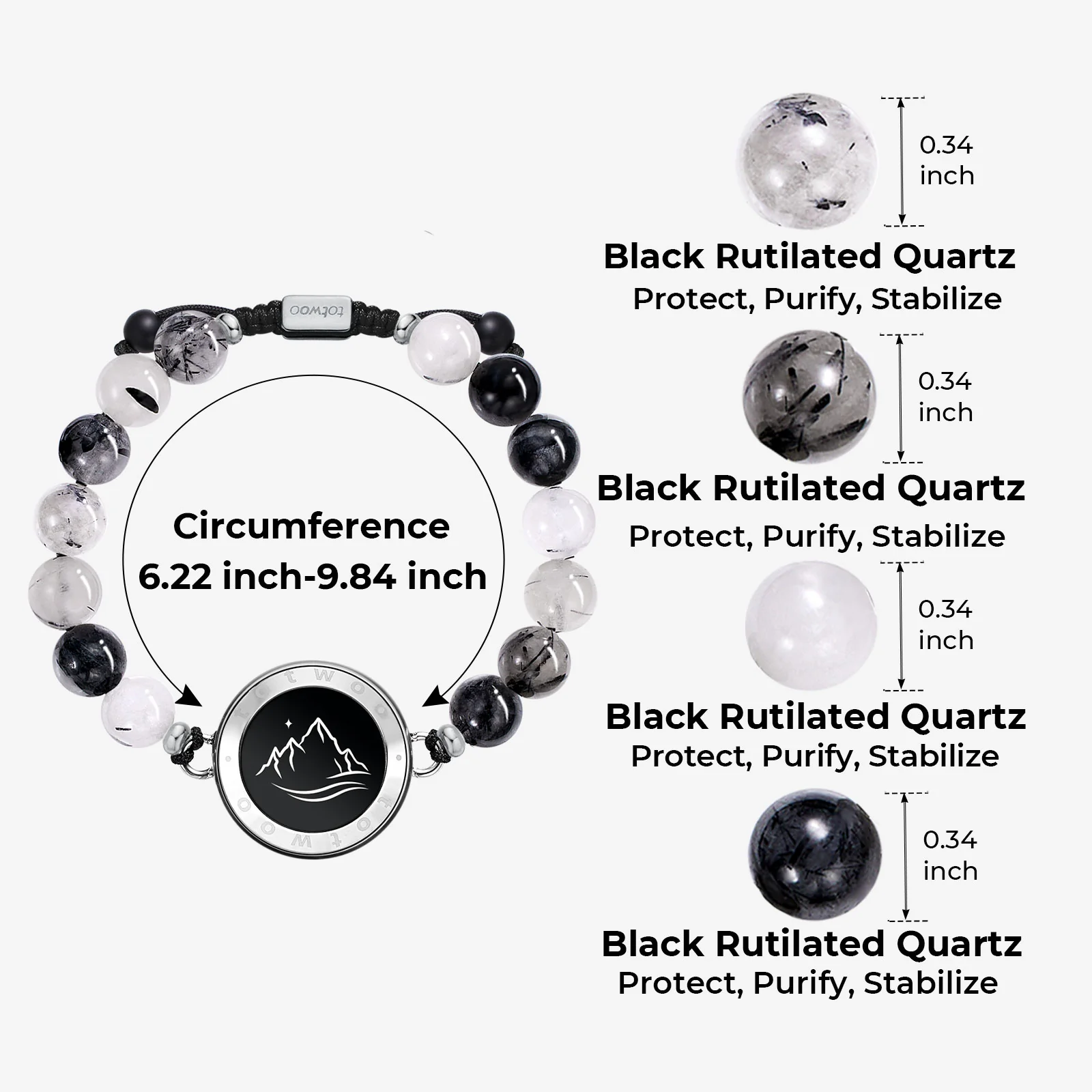 ❤️Mountain & Sea Touch Bracelets with Beaded Black Rutilated Quartz👫🎁