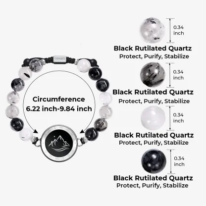❤️Mountain & Sea Touch Bracelets with Beaded Black Rutilated Quartz👫🎁