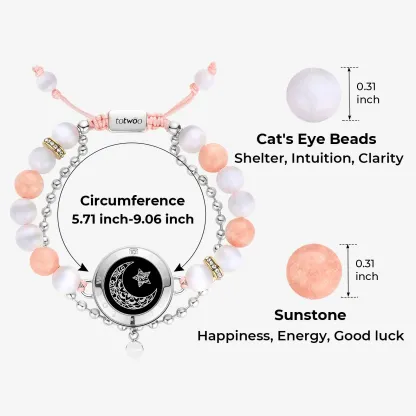 ❤️Sun & Moon Touch Bracelets with Phantasmal Beads 【Silver+Silver】👫🎁