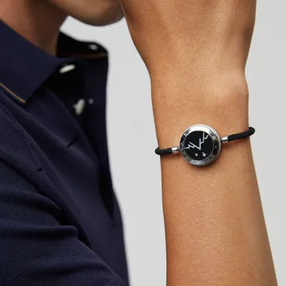 ❤️Mountain & Sea Touch Bracelets with Milan Rope 【Black+Black】 👫🎁