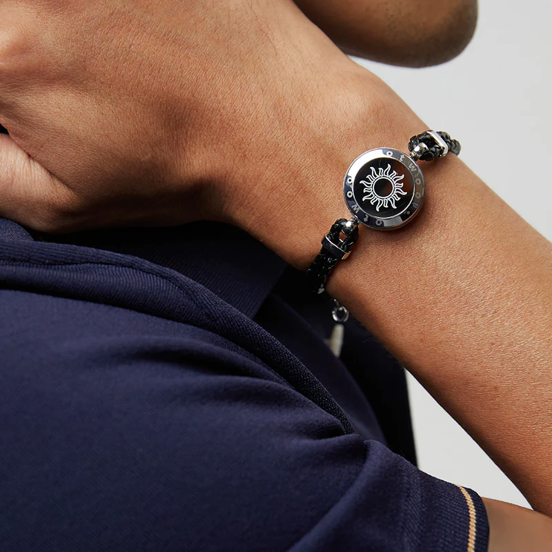 ❤️Sun&Moon Touch Bracelets with Braided Leather Rope【Black+Black】👫🎁