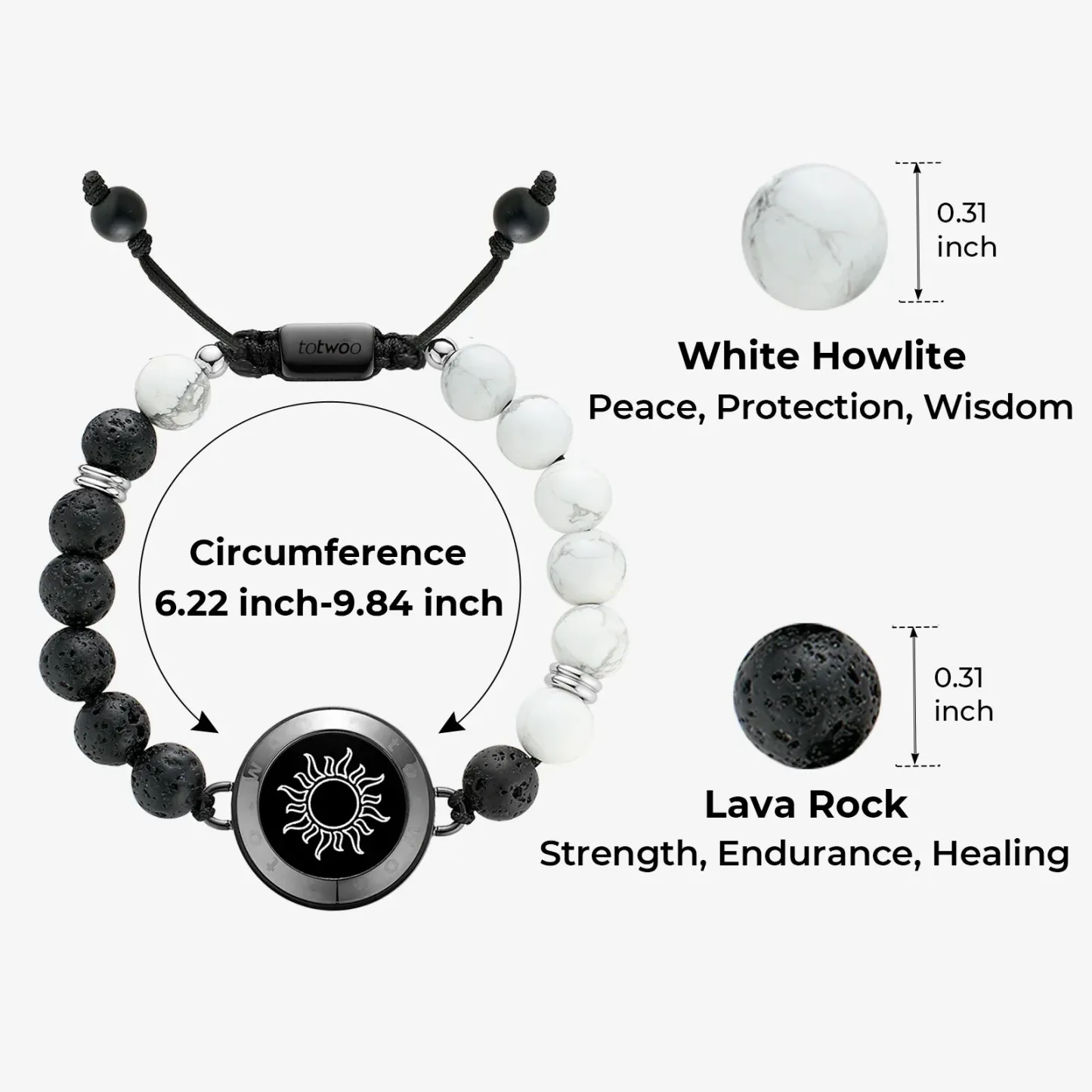 ❤️Sun & Moon Touch Bracelets with Phantasmal Beads 【Black+Rose Gold】👫🎁