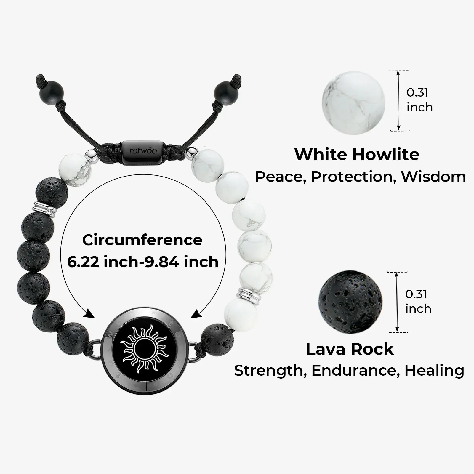 ❤️Sun & Moon Touch Bracelets with Phantasmal Beads 【Black+Rose Gold】👫🎁