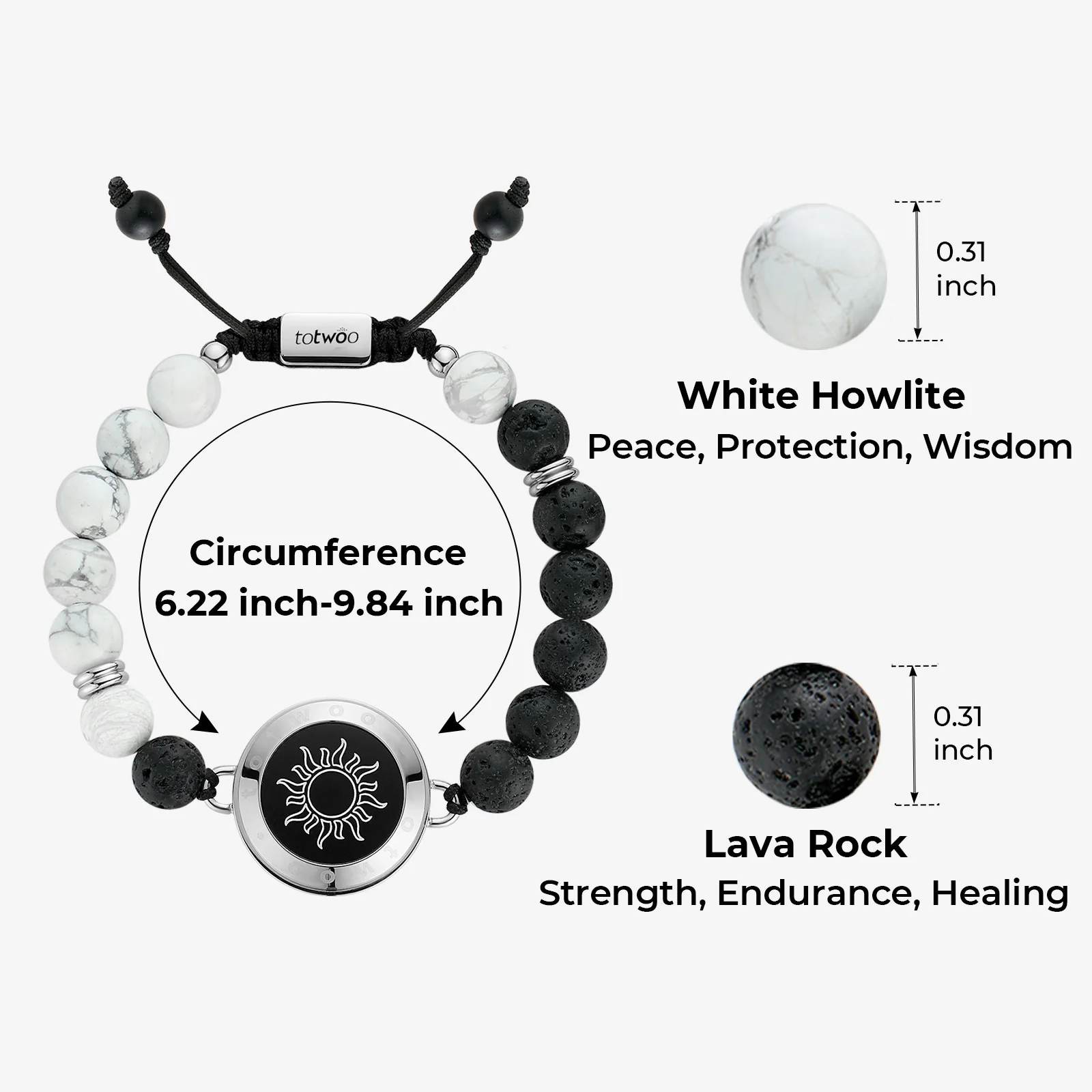 ❤️Sun & Moon Touch Bracelets with Phantasmal Beads 【Silver+Silver】👫🎁