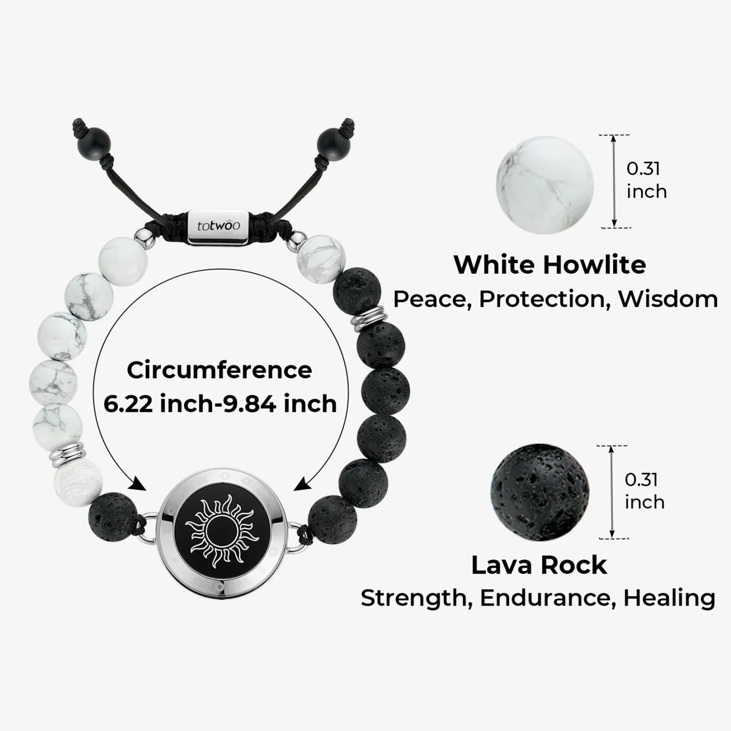 ❤️Sun & Moon Touch Bracelets with Phantasmal Beads 【Silver+Silver】👫🎁