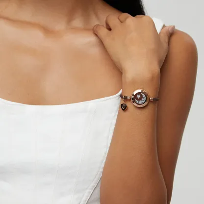 ❤️Moon&Star Touch Bracelets with Milan Rope 【BROWN+BROWN】