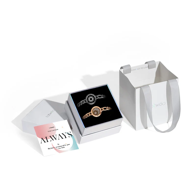 ❤️Sun & Moon Touch Bracelets with Figaro Chain【Black+Gold】👫🎁