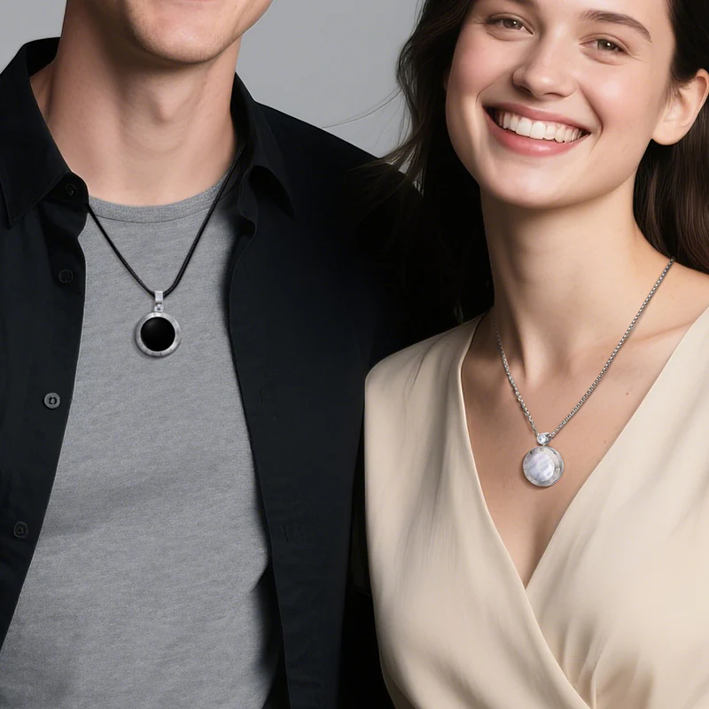 ❤️Touch Necklaces Set for Long Distance【Black+White】👫🎁