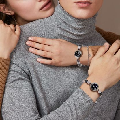 ❤️Mountain & Sea Touch Bracelets with Beaded Black Rutilated Quartz👫🎁