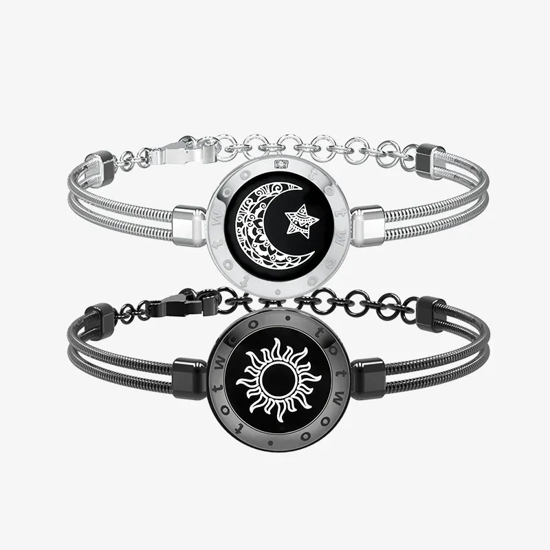 Sun & Moon Touch Bracelets with Snake Chain