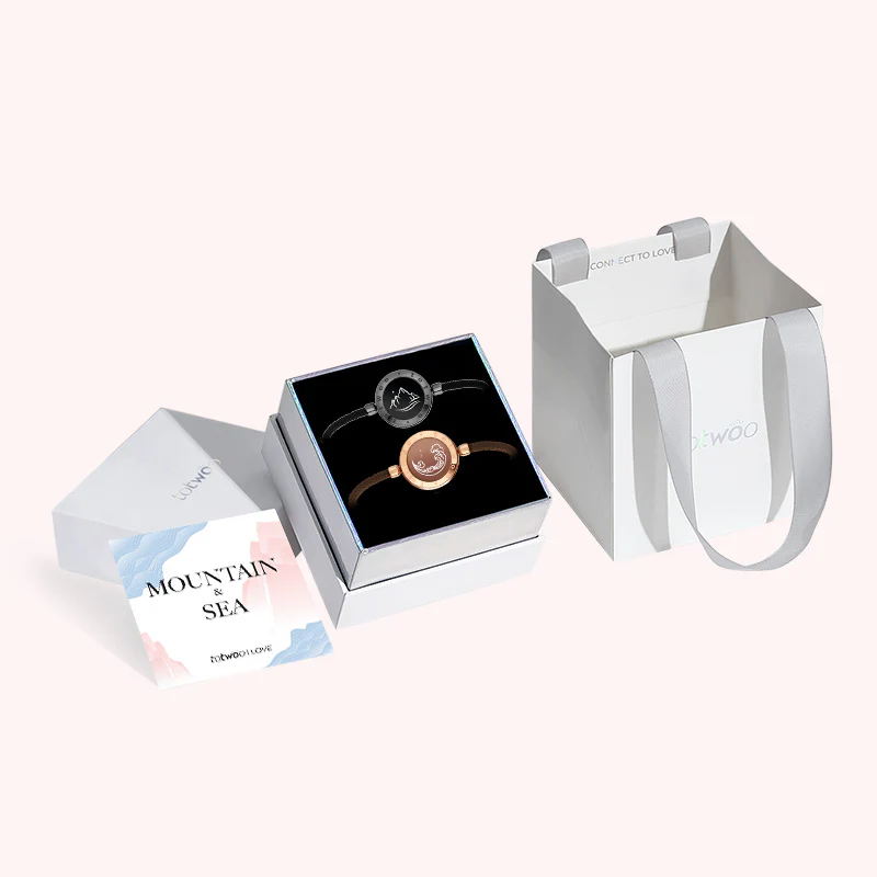 ❤️Mountain & Sea Touch Bracelets with Milan Rope 【Black+Rose Gold】 👫🎁