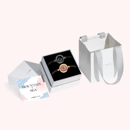 ❤️Mountain & Sea Touch Bracelets with Milan Rope 【Black+Rose Gold】 👫🎁