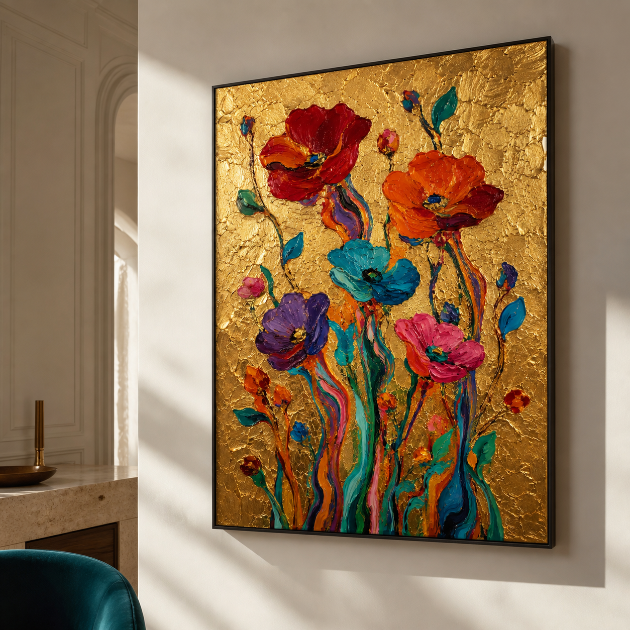 Velvet Petals on Gold