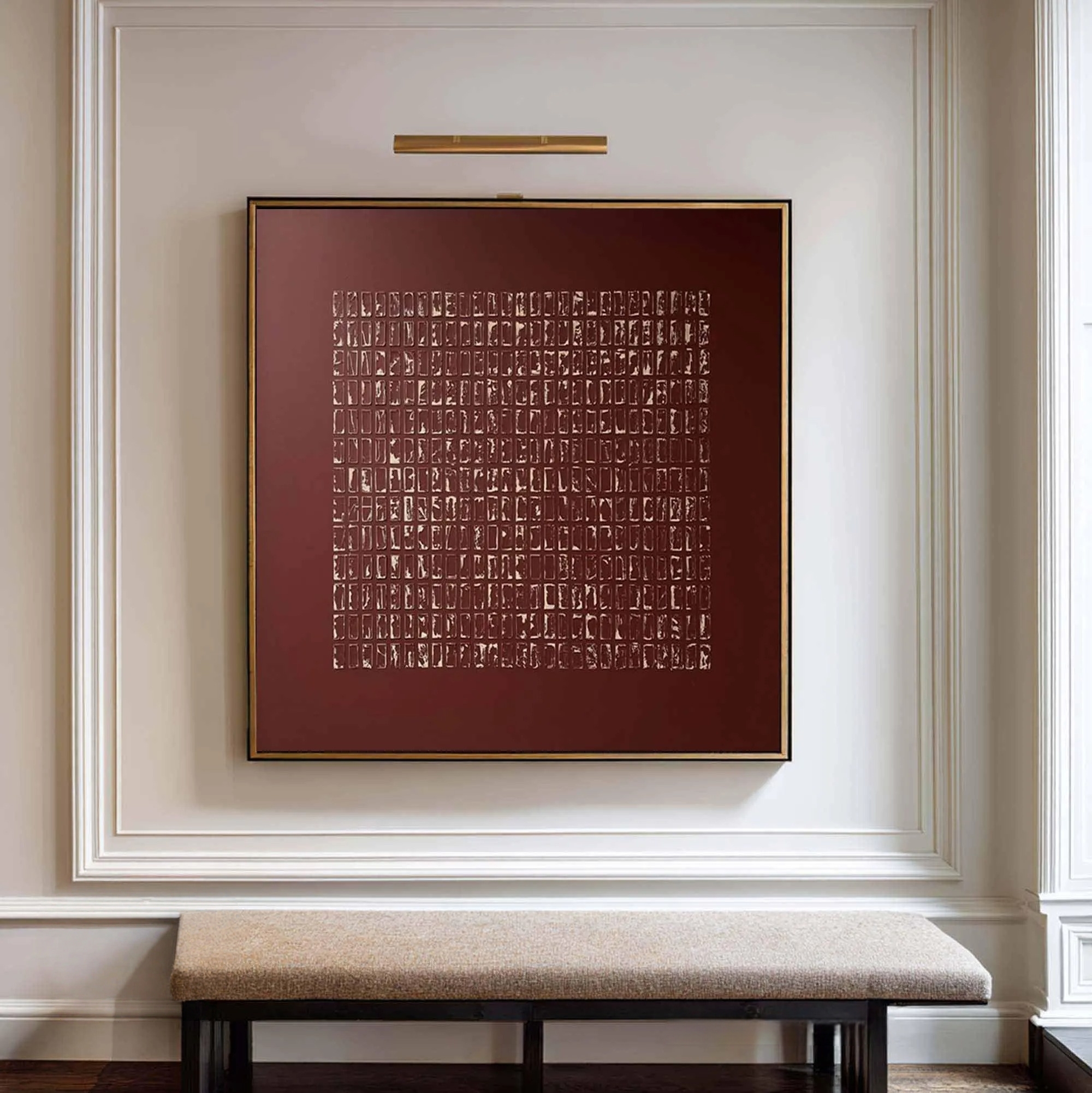 Crimson Geometric Composition- Wabi Sabi Art