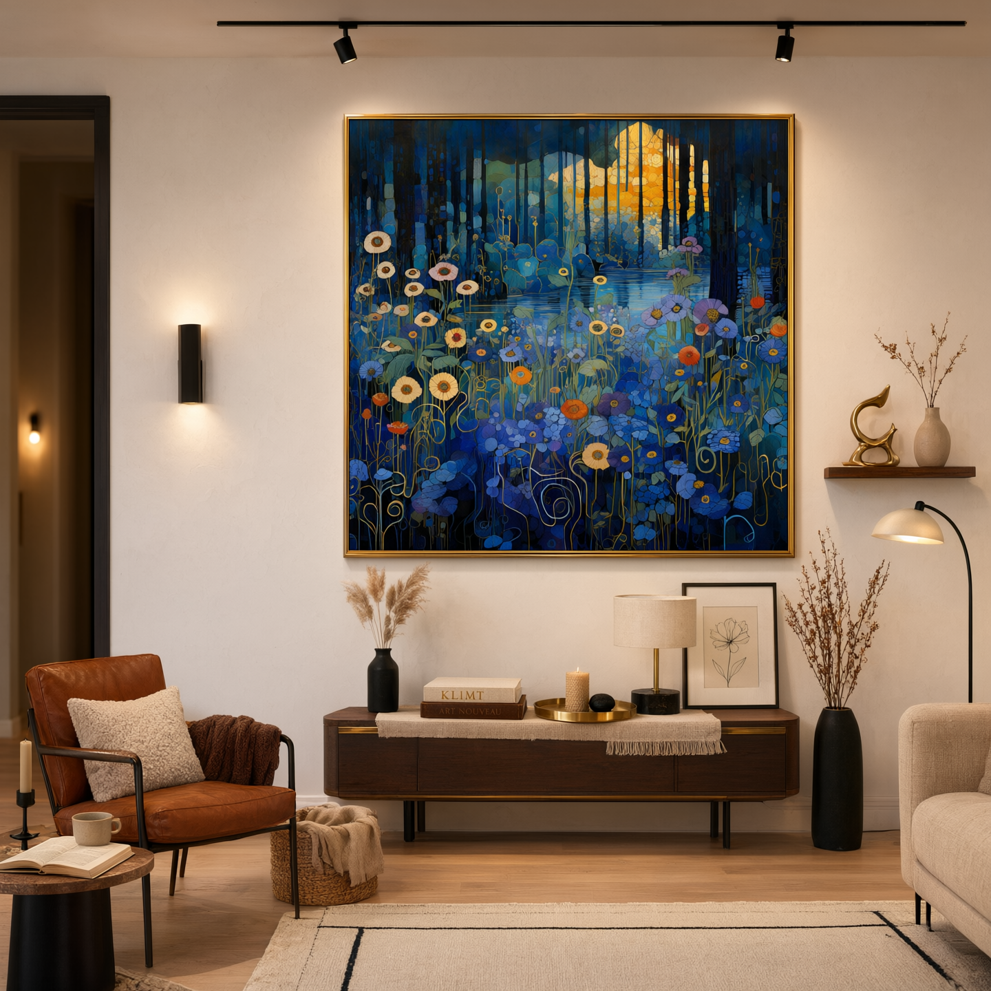 Artistic Blue Flower Landscape