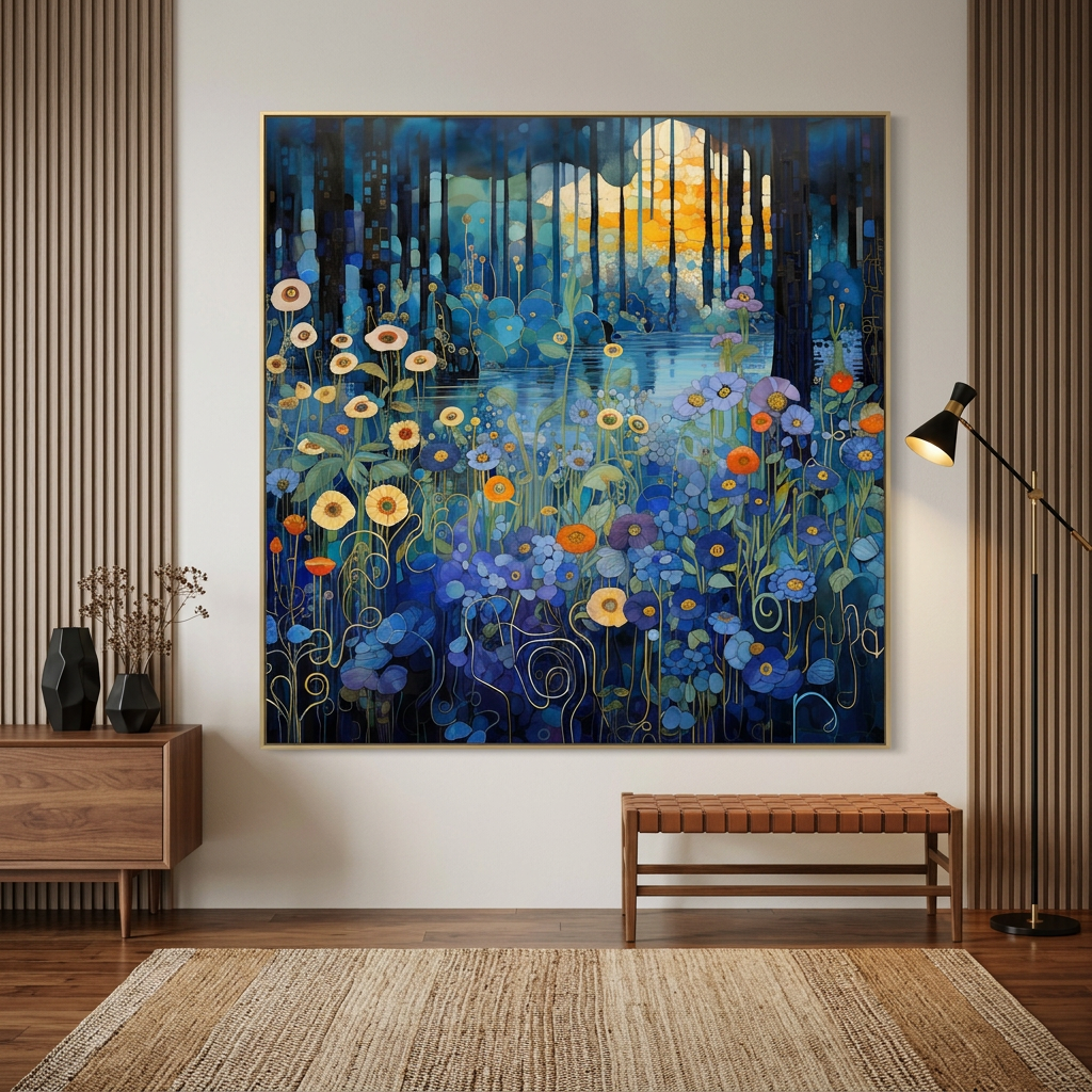 Artistic Blue Flower Landscape