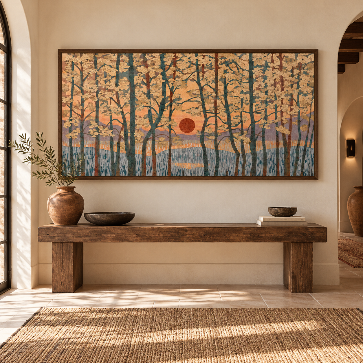Amber Sunlit Woodland
