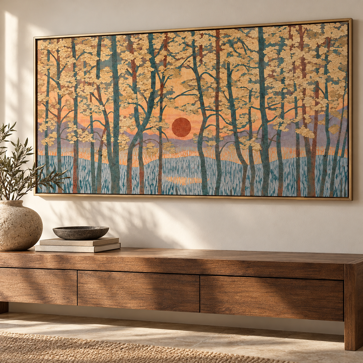Amber Sunlit Woodland