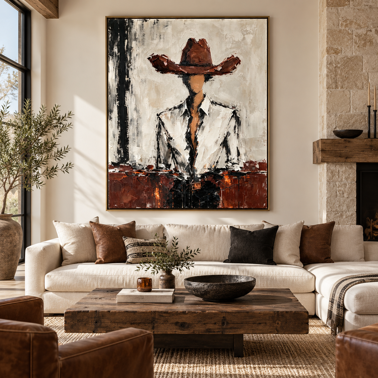 White Shirt Western Oil Painting