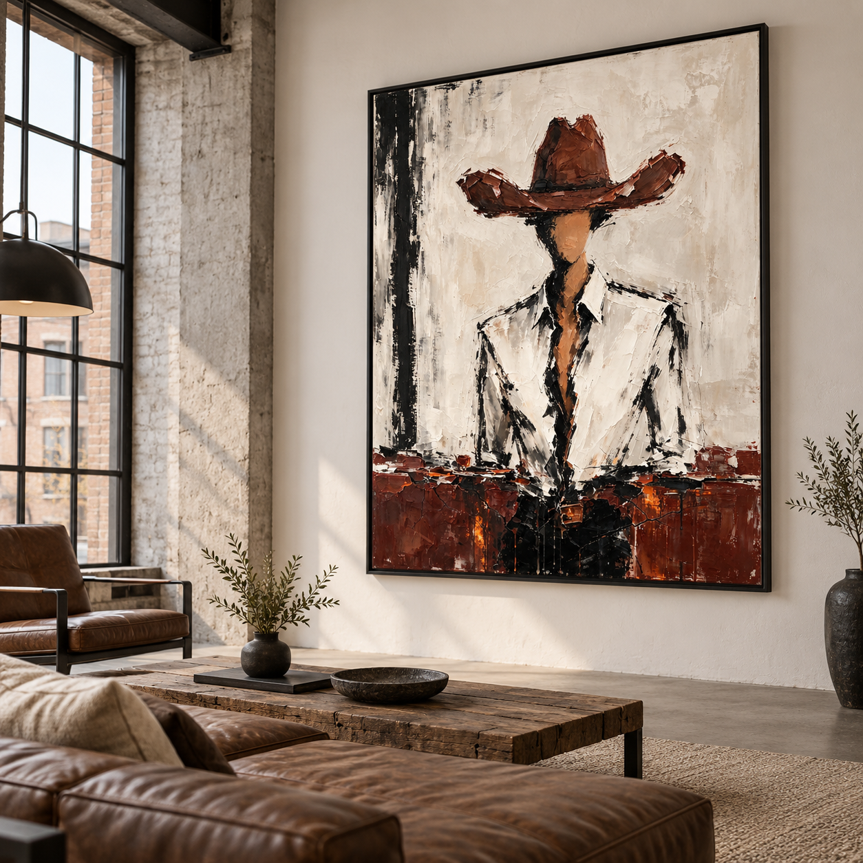 White Shirt Western Oil Painting