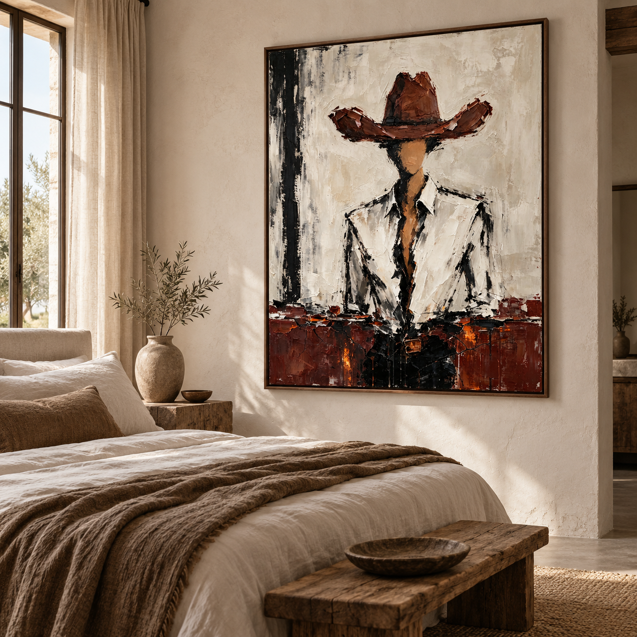 White Shirt Western Oil Painting