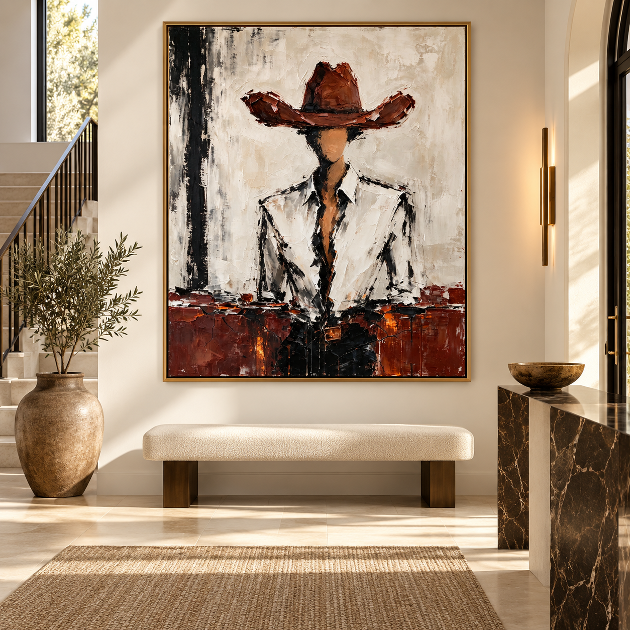White Shirt Western Oil Painting
