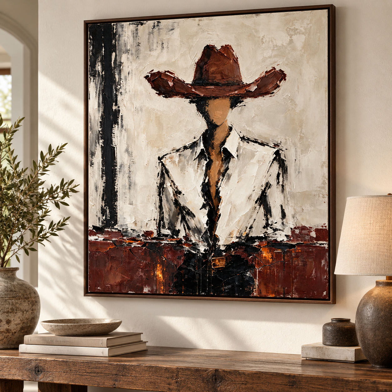 White Shirt Western Oil Painting