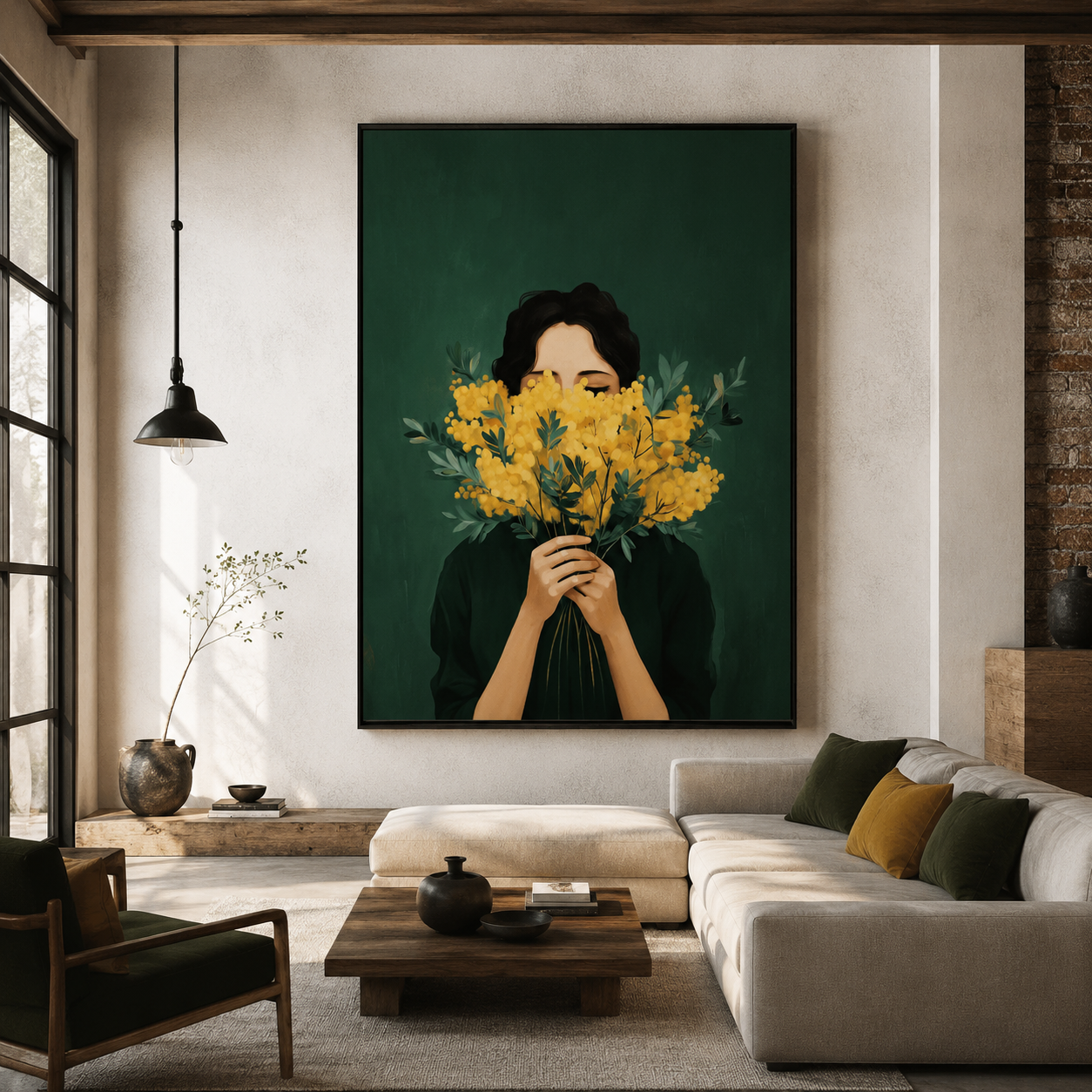 Floral Woman Oil Painting | Golden Veil