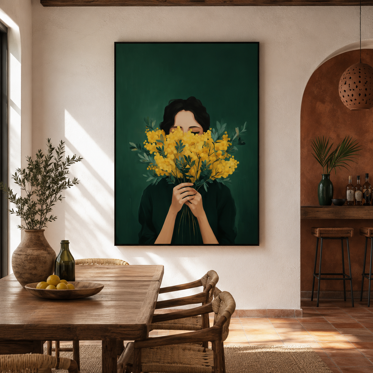Floral Woman Oil Painting | Golden Veil