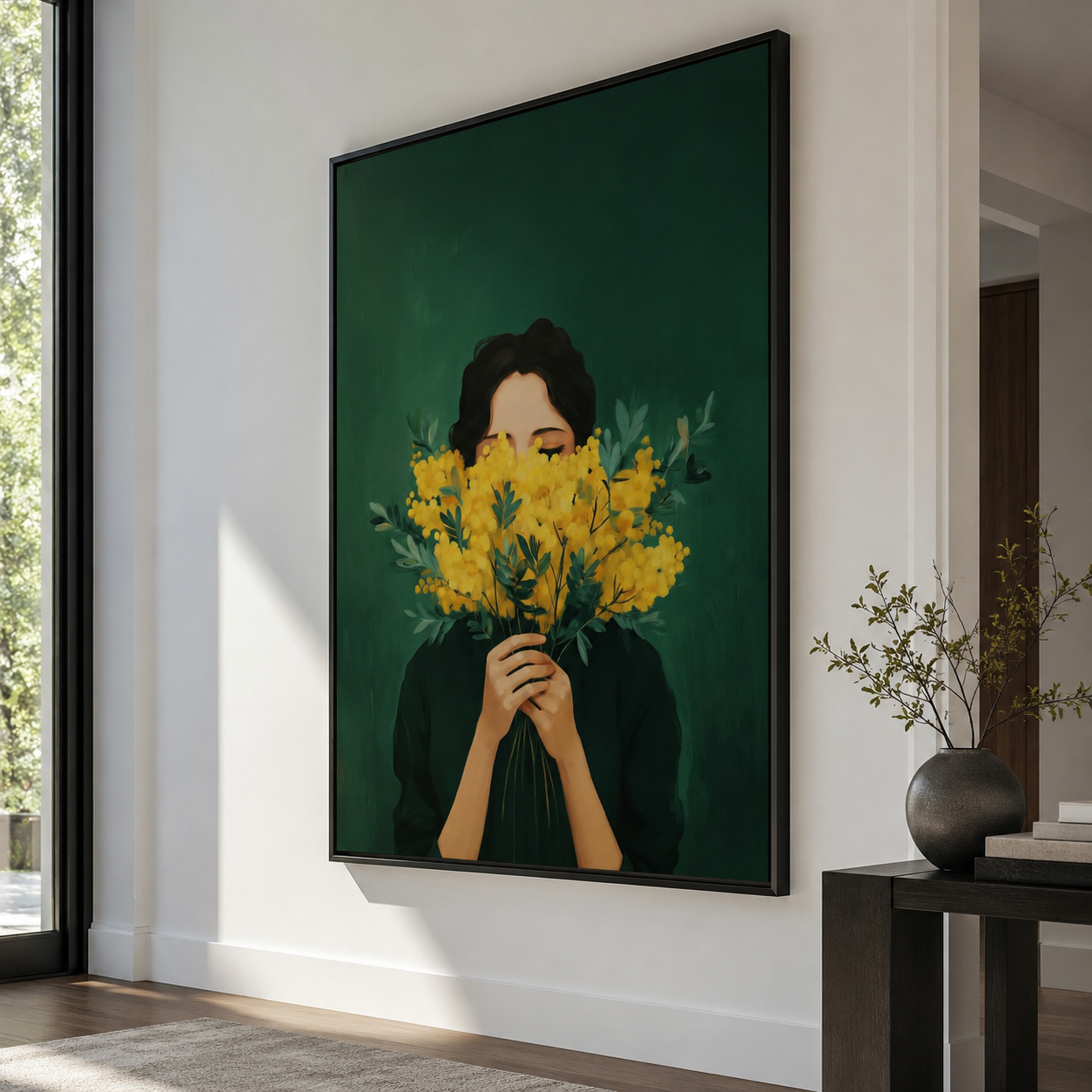 Floral Woman Oil Painting | Golden Veil