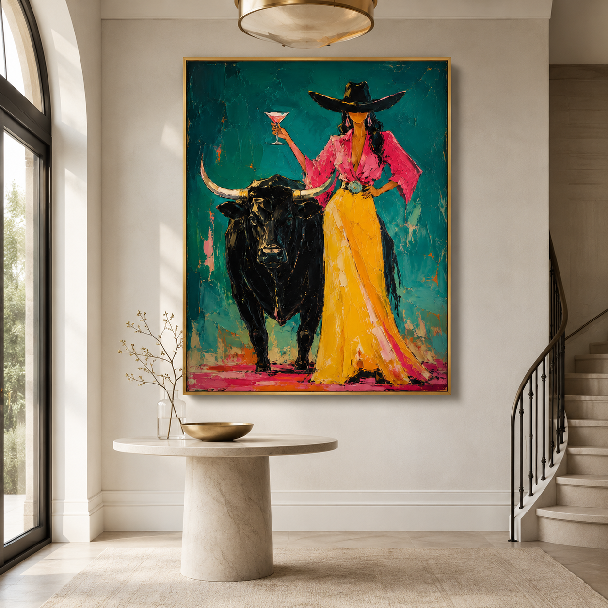 Golden Hour Cowgirl & Bull